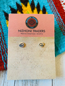 Hopi Overlaid Sterling Silver Spiral Stud Earrings
