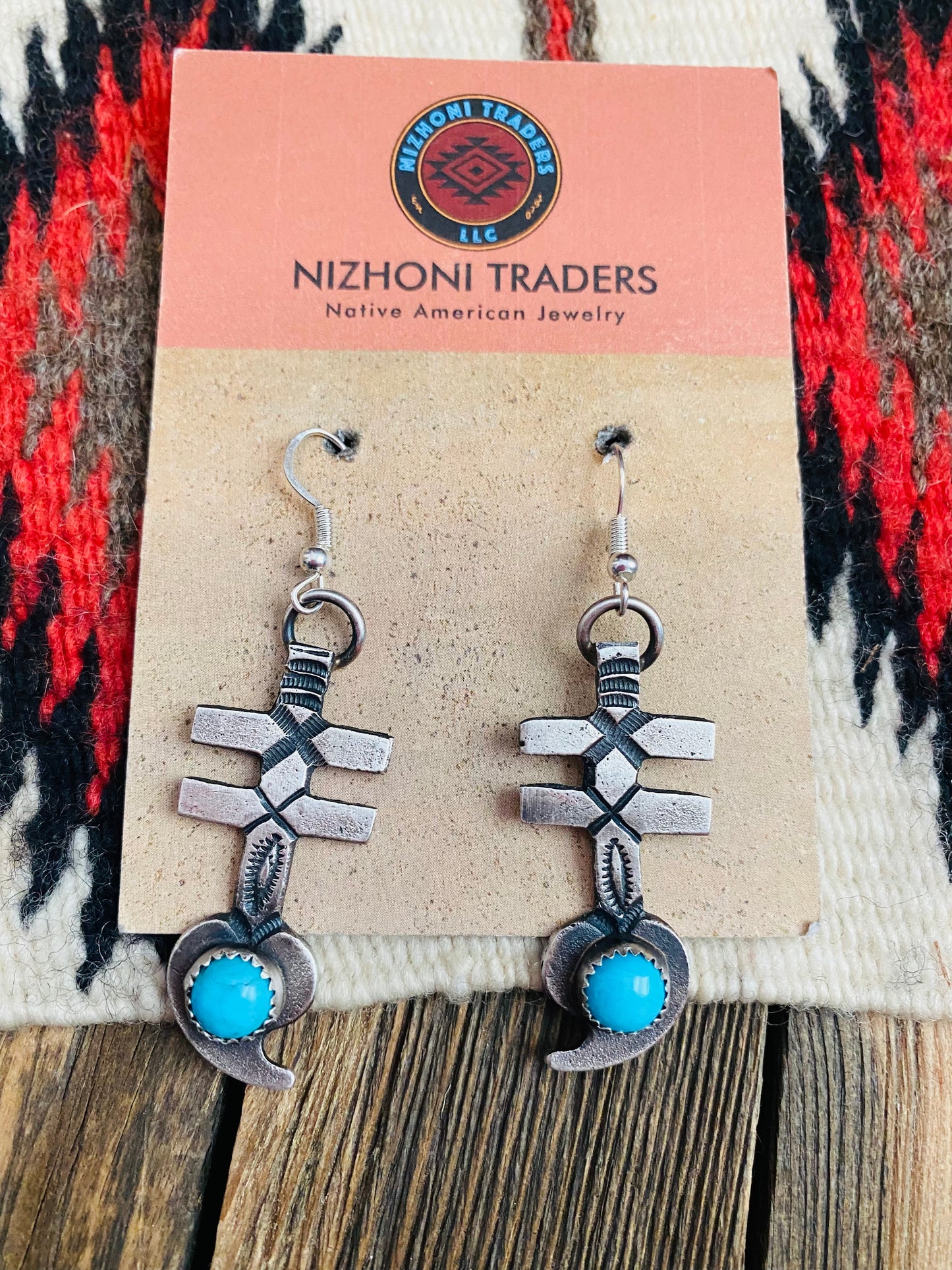 Navajo Turquoise & Sterling Silver Dangle Earrings By Kevin Billah