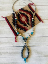Load image into Gallery viewer, Navajo Turquoise &amp; Sterling Silver Pearl Beaded Jacla Necklace