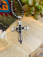 Load image into Gallery viewer, Navajo Onyx &amp; Sterling Silver Cross Pendant Signed