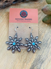 Load image into Gallery viewer, Old Pawn Vintage Navajo Opal &amp; Sterling Silver Snowflake Dangle Earrings