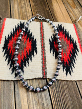 Load image into Gallery viewer, Navajo Diamond Cut Sterling Silver Pearl Beaded Necklace 16 Inches