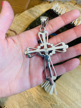 Load image into Gallery viewer, Navajo Onyx &amp; Sterling Silver Cross Pendant Signed