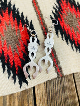 Load image into Gallery viewer, Navajo Coral &amp; Sterling Silver Naja Dangle Earrings By Kevin Billah