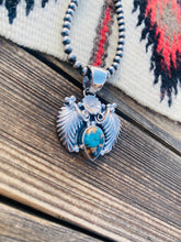 Load image into Gallery viewer, Navajo Sterling Silver &amp; Turquoise Mohave Pendant Signed