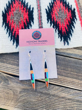 Load image into Gallery viewer, Navajo Multi Stone &amp; Sterling Silver Inlay Dangle Earrings