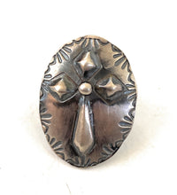 Load image into Gallery viewer, Navajo Sterling Silver Cross Ring Size 6.5 By Tim Yazzie