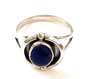 Navajo Sterling Silver & Lapis Ring Size 8.75
