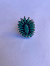 Load image into Gallery viewer, Handmade Sterling Silver &amp; Kingman Needlepoint Turquoise Adjustable Ring