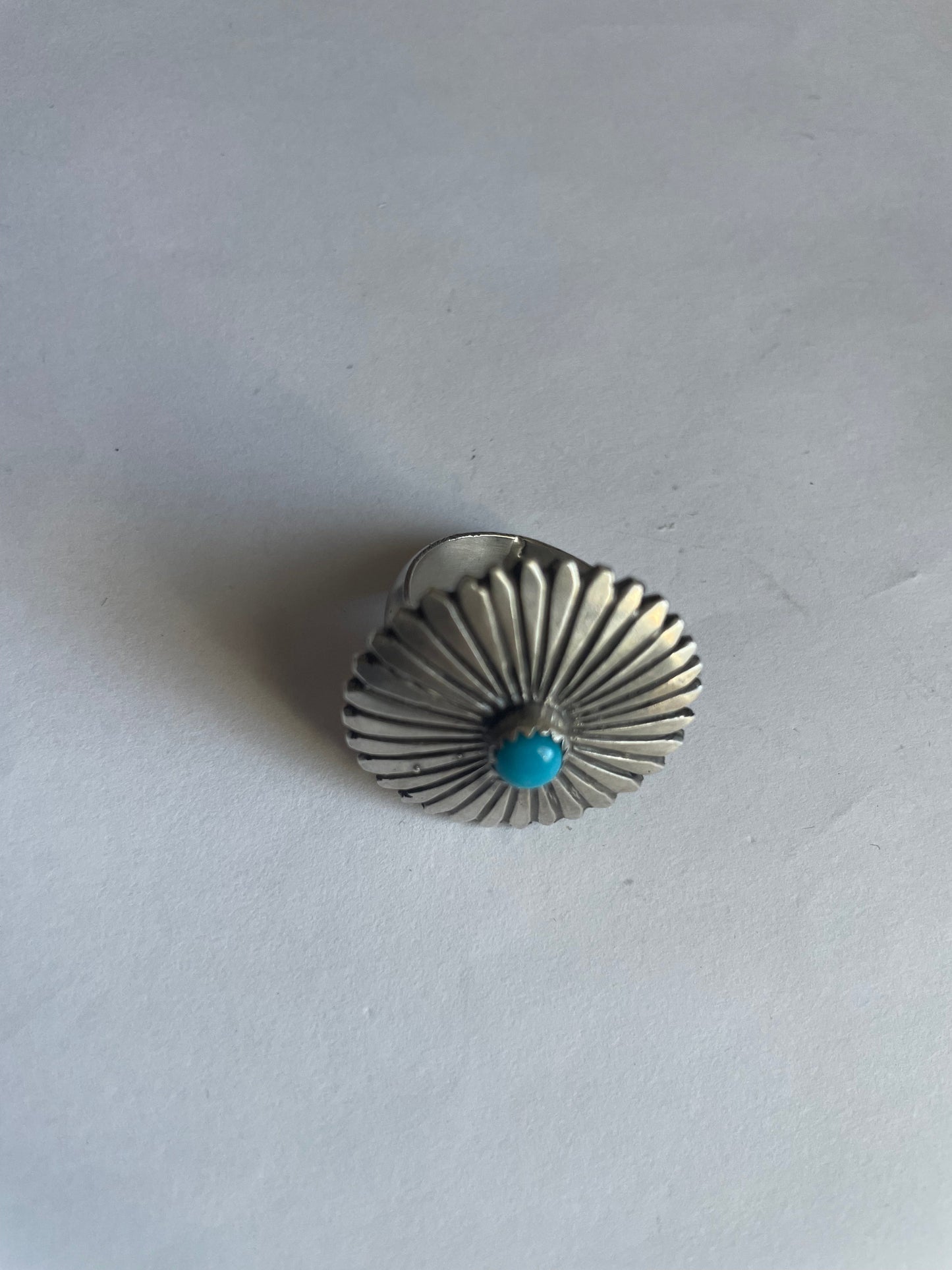 Navajo Turquoise And Sterling Silver Flower Ring