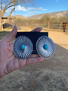 Dale Morgan Navajo Kingman Turquoise & Sterling Concho studs
