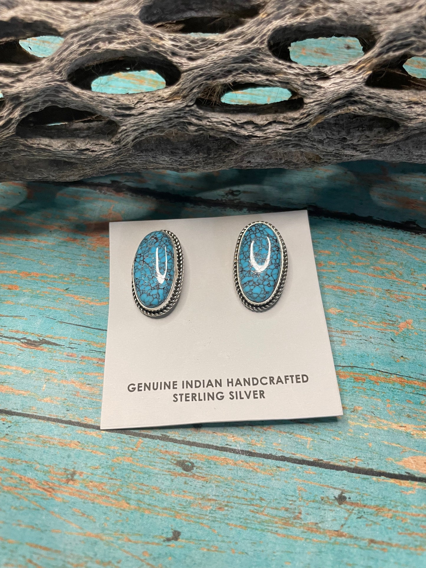 Navajo Turquoise And Sterling Silver Post Earrings