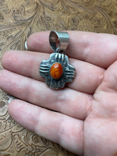 Load image into Gallery viewer, Navajo Sterling Silver Orange Spiny Pendant By Chimney Butte