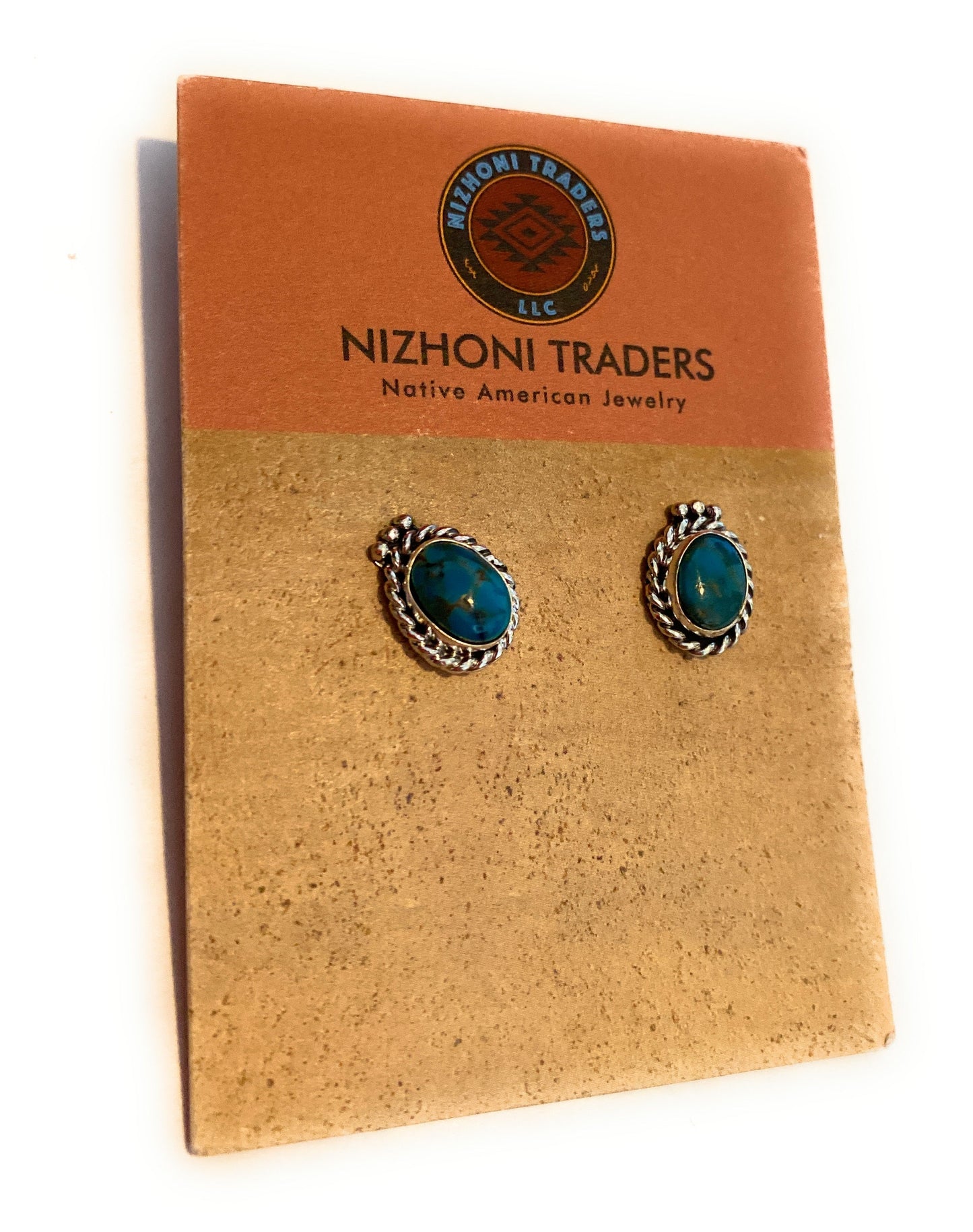 Navajo Sterling Silver & Turquoise Stud Earrings Signed