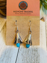 Load image into Gallery viewer, Navajo Turquoise &amp; Sterling Silver Blossom Dangle Earrings