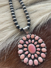 Load image into Gallery viewer, Navajo Queen Pink Conch Shell Sterling Silver Pendant Signed C Yazzie