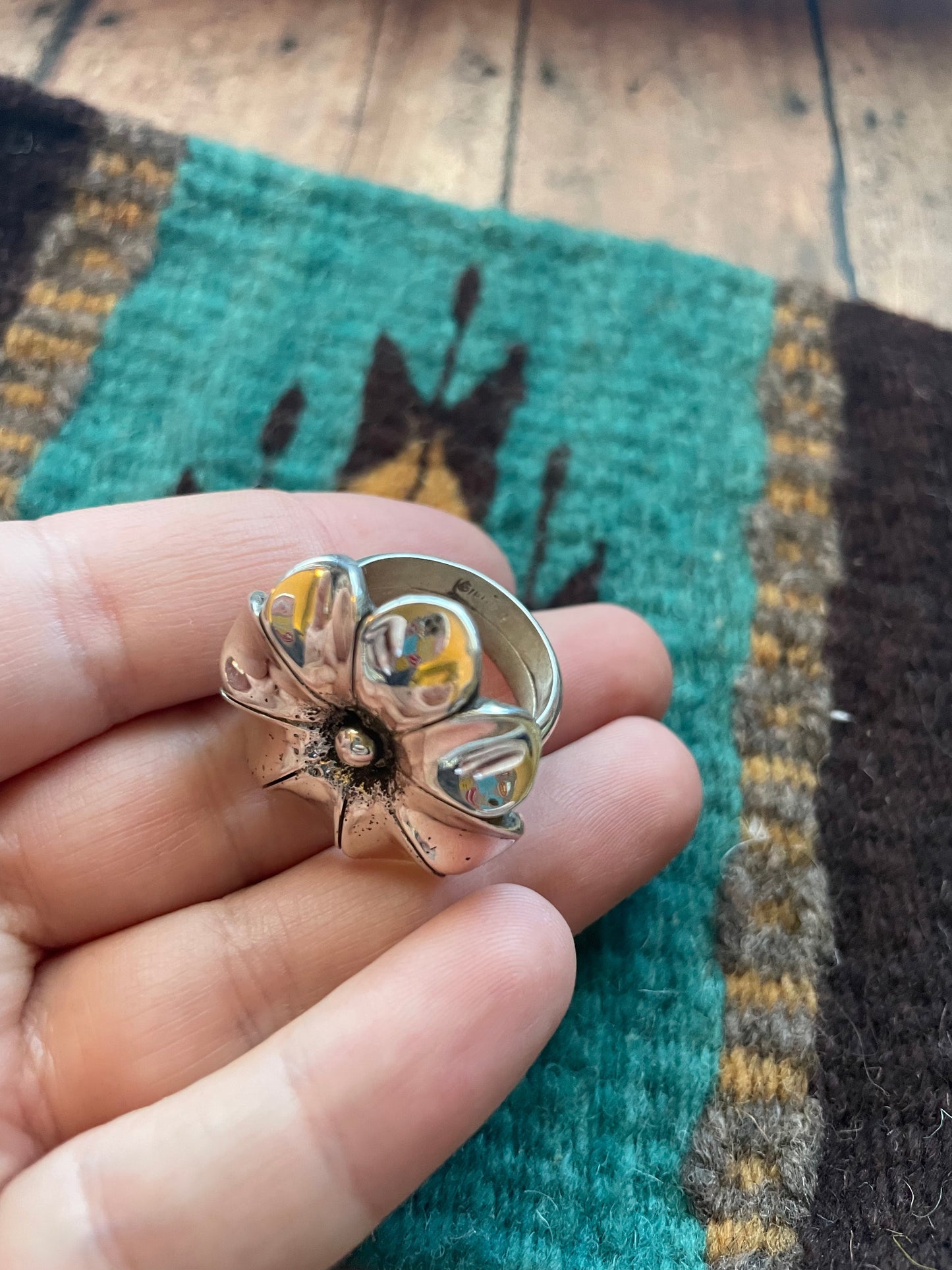 Navajo Sterling Silver Adjustable Flower Ring