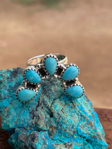 Kingman Turquoise & Sterling Silver  Diamond Wrap Ring