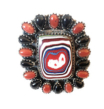 Load image into Gallery viewer, Handmade Sterling Silver &amp; Multi Stone Cluster Adjustable Ring