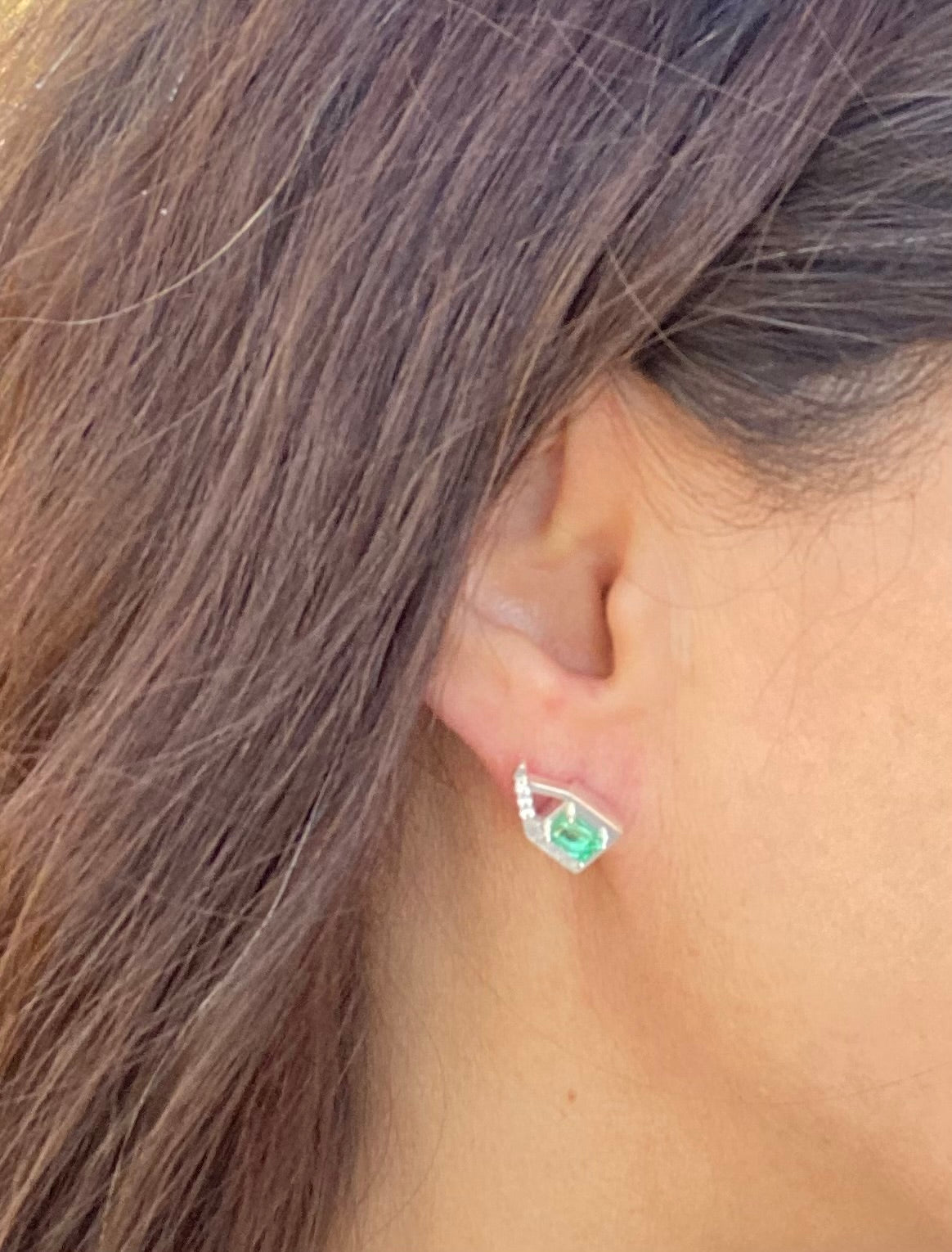 Colombian Emerald Earrings & Emerald Ring Set in Sterling Silver set 1