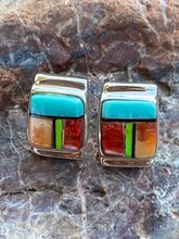 Load image into Gallery viewer, Turquoise Red Spiny Stud inlay Earrings