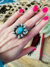 Load image into Gallery viewer, Handmade Sterling Silver, Wild Horse &amp; Turquoise Cluster Adjustable Ring