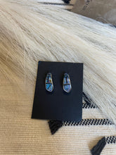 Load image into Gallery viewer, Navajo Blue Opal Inlay &amp; Sterling Silver Earrings