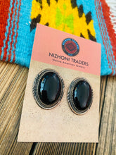 Load image into Gallery viewer, Vintage Navajo Onyx &amp; Sterling Silver Post Earrings