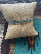 Load image into Gallery viewer, Navajo Handmade Sterling &amp; Number 8 Turquoise Inlay Cuff Bracelet