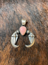 Load image into Gallery viewer, Navajo Pink Conch Shell Sterling Silver Naja Pendant
