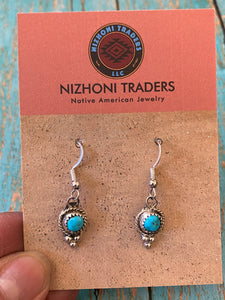 Navajo Turquoise & Sterling Silver twist wrap Dangle Earrings