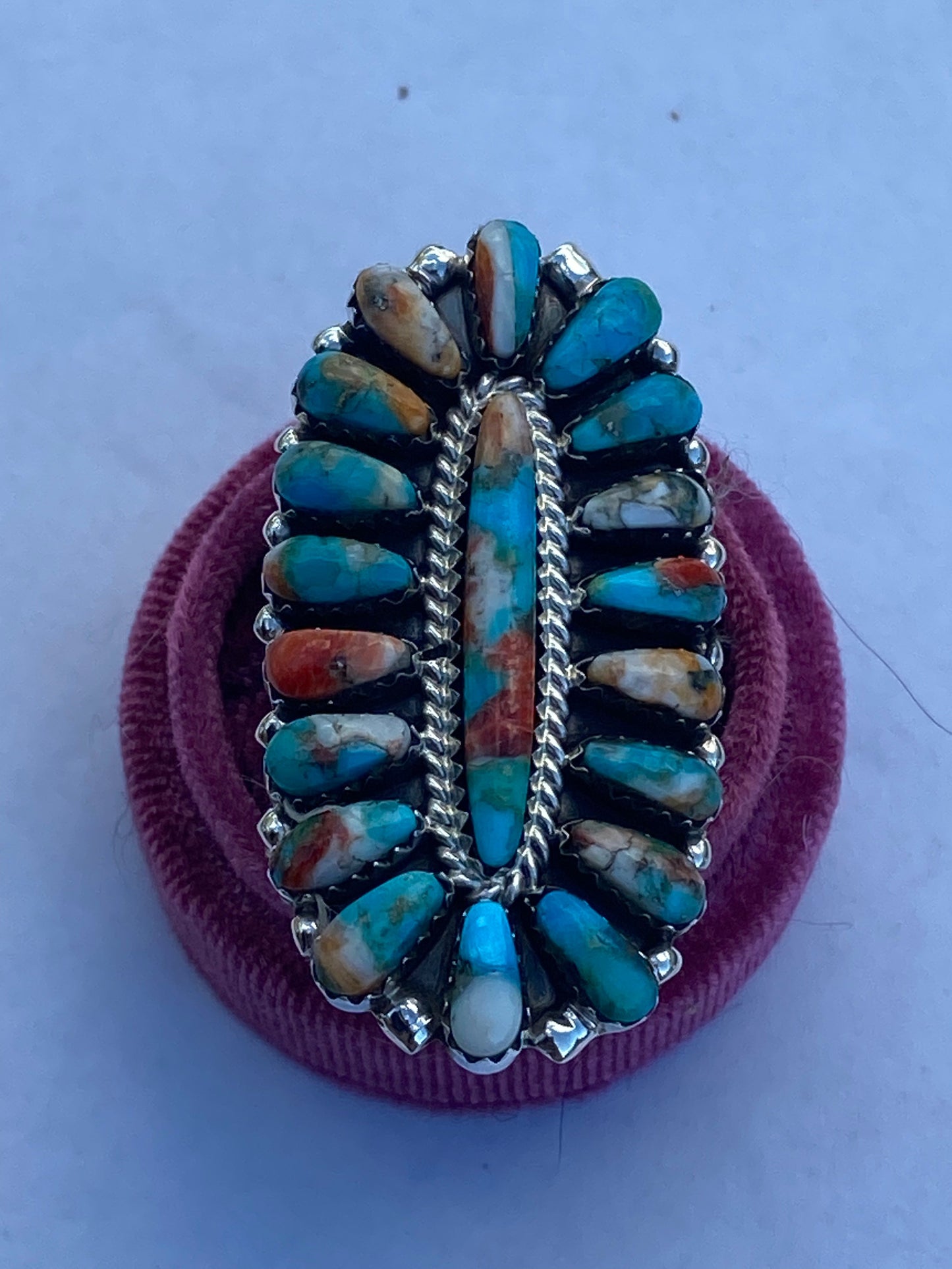 Navajo Sterling Silver & Natural Spice Mojave Cluster Ring