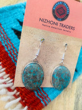 Load image into Gallery viewer, Navajo Turquoise &amp; Sterling Silver Dangle Earrings