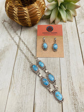 Load image into Gallery viewer, Navajo Sterling Silver &amp; Golden Hills Turquoise Lariat Necklace Set