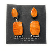 Load image into Gallery viewer, Navajo Sterling Silver And Coral Dangle Earrings