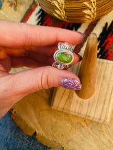 Load image into Gallery viewer, Navajo Sonoran Gold Turquoise &amp; Sterling Silver Ring Size 6