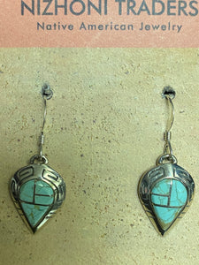 Turquoise & Sterling Silver Drop Dangle Earrings