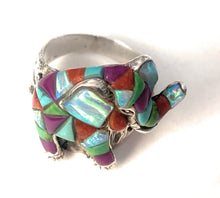 Load image into Gallery viewer, Handmade Sterling Silver &amp; Multi Stone Inlay Elephant Ring Size 9