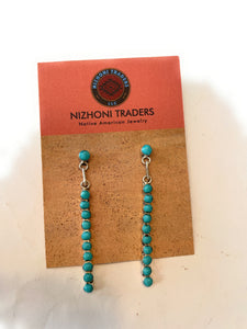 Zuni Turquoise And Sterling Silver Dangle Earrings