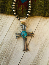 Load image into Gallery viewer, Navajo Sterling Silver &amp; Turquoise Cross Pendant By Chimney Butte