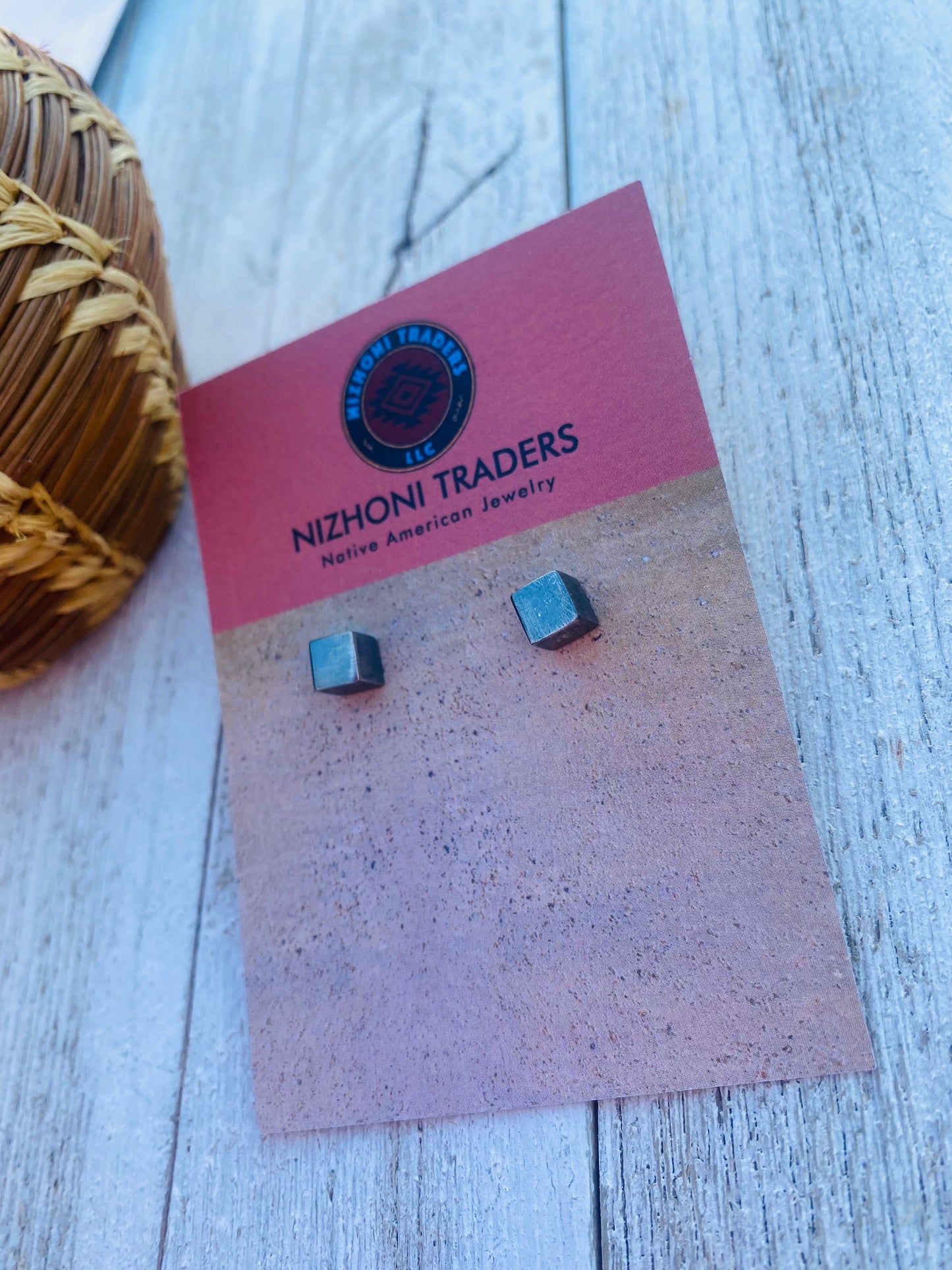 Navajo Sterling Silver Cube Stud Earrings