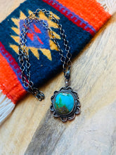 Load image into Gallery viewer, Navajo Sterling Silver &amp; Royston Turquoise Necklace Signed