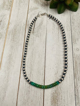 Load image into Gallery viewer, Navajo Turquoise &amp; Sterling Silver Beaded 6 mm Necklace 16”