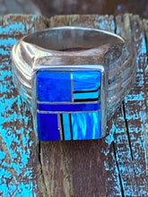 Load image into Gallery viewer, Navajo Lapis, Turquoise, Blue Opal Signet Ring