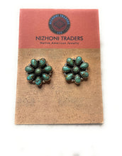 Load image into Gallery viewer, Handmade Sterling Silver And Turquoise Cluster Earrings more matrix