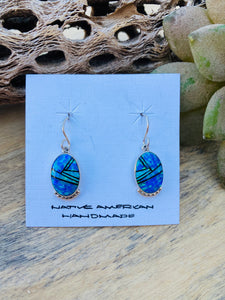 Navajo Opal And Sterling Silver Inlay Dangle Earrings