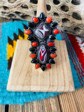 Load image into Gallery viewer, Handmade Sterling Silver &amp; Multi Stone Cluster Adjustable Ring