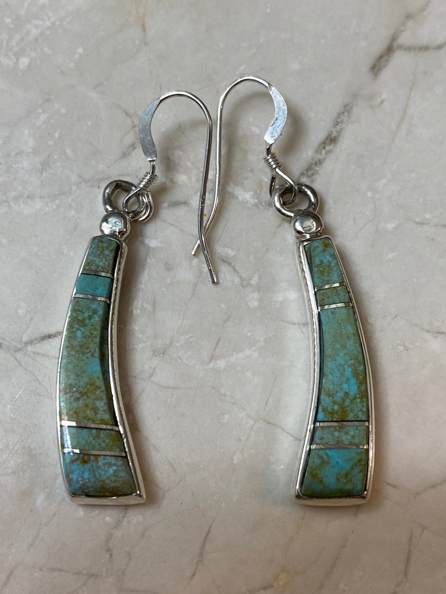 Turquoise 8 & Sterling Silver Green Dangle Earrings
