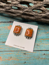Load image into Gallery viewer, Navajo Apple Coral And Sterling Silver Post Earrings Signed