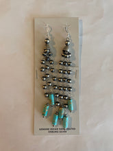 Load image into Gallery viewer, Navajo Pearl Sterling Silver Hand Made Turquoise Dangle Earrings